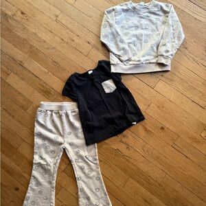 Kids Matching Set with Black and Cream Design